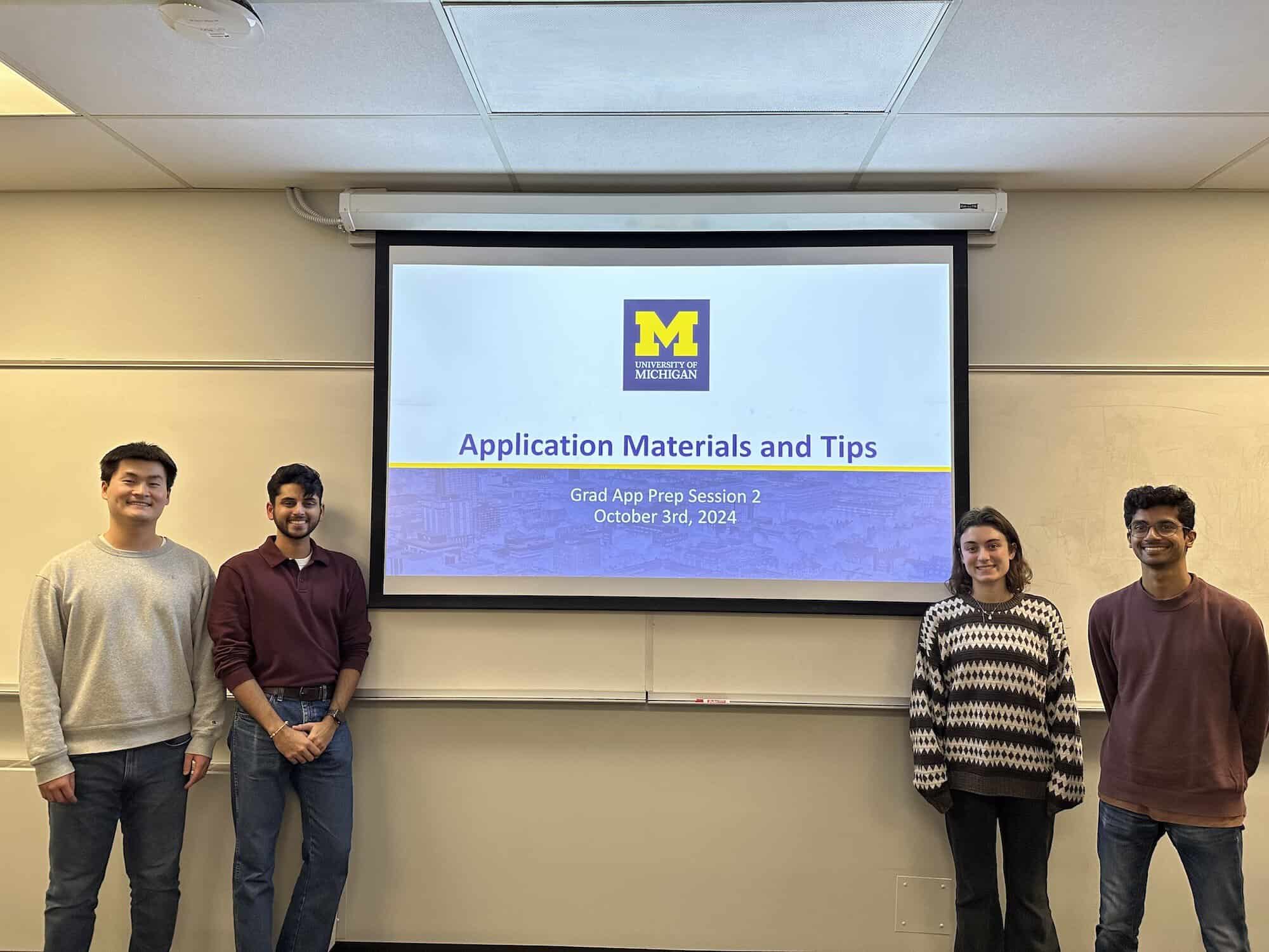 A group photo of Wen-Wei Wong, Ajay Chavda, Aeva Silverman, and Anish Avasthi during the second workshop in the GAPS series.